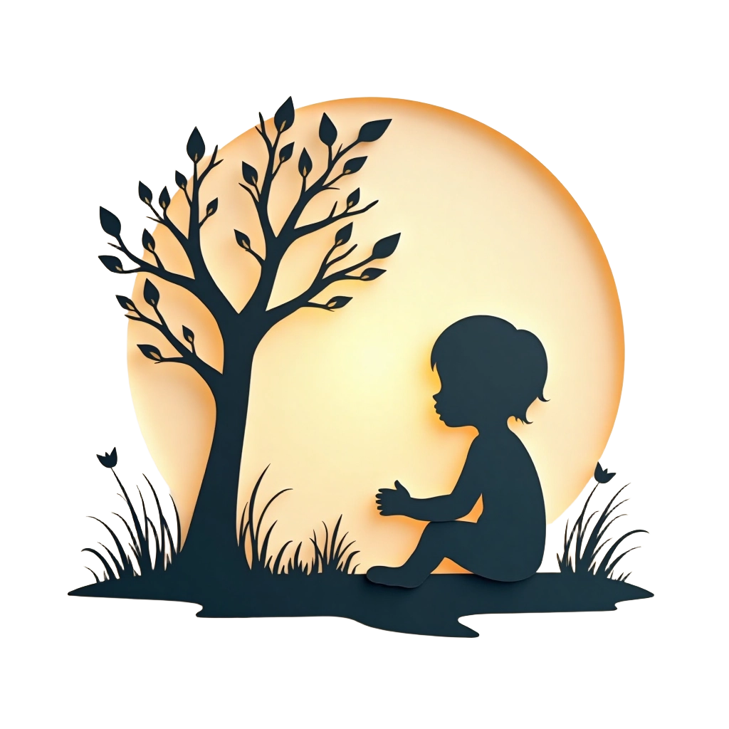 Silhouette of Child and Tree